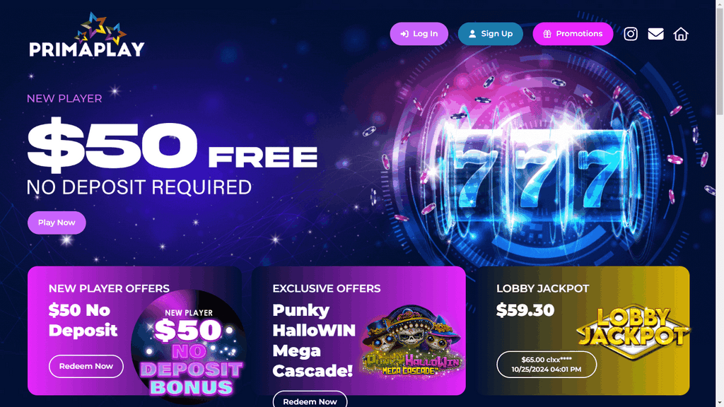 Prima Play Online Casino No Deposit Perk Codes (50 Free Chips)